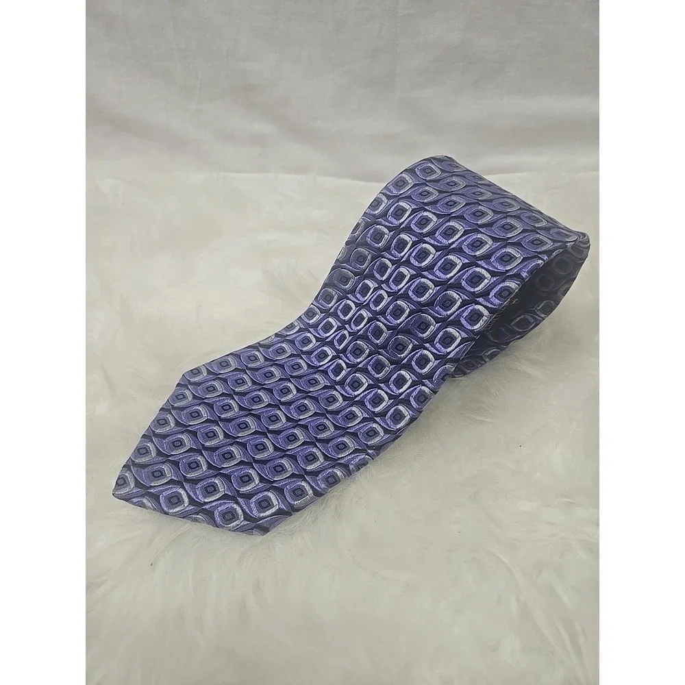 Robert Talbott Men's Silk Tie Purple Medallion Geometric‎ Print Made In USA